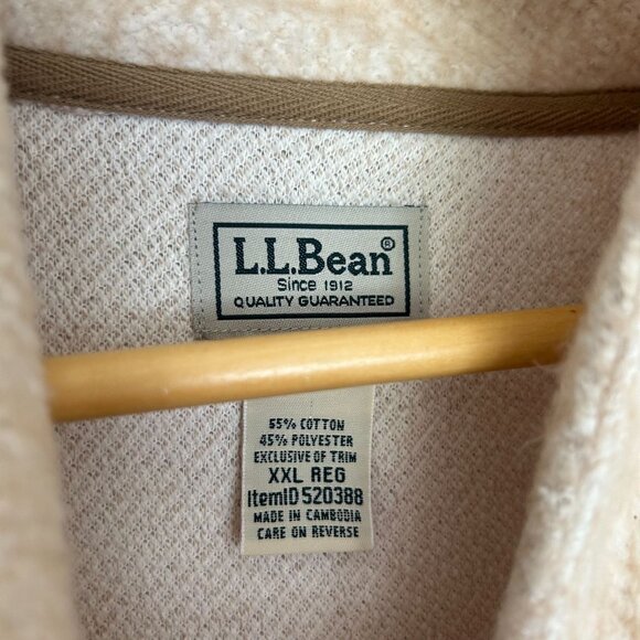 Vintage L.L. Bean Beige Shawl Collar Sweater XXL Reg Cotton-Blend Button Pullove - Picture 2 of 9